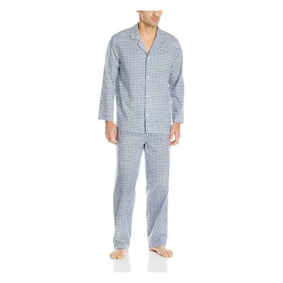 Fruit of the Loom Men's Long Sleeve Broadcloth Pajama Set Navy Check 5X Large