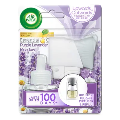 AirWick Essential Oils Air Freshener, Electrical Plug in Kit Gadget and Refill, Purple Lavender 