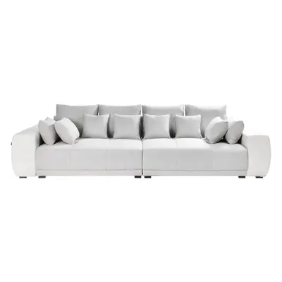 4 Seater Fabric Sofa Light Grey and Light Beige TORPO