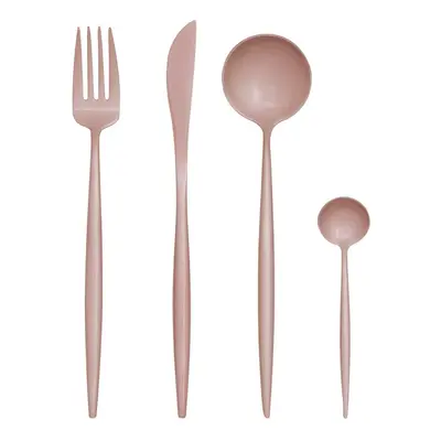 Bold Pc Matte Pink Finish Cutlery Set, Durable Cutlery Set For Kitchen, Stylish Portable Cutlery