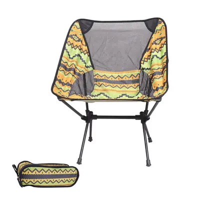 (Yellow Green) Folding Camping Chair Fishing BBQ Hiking Chair Picnic Lightweight Extended Chair 