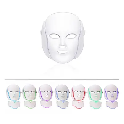 7 Color LED Light Photon Face Mask Neck Rejuvenation Skin Facial Therapy Wrinkle Mask