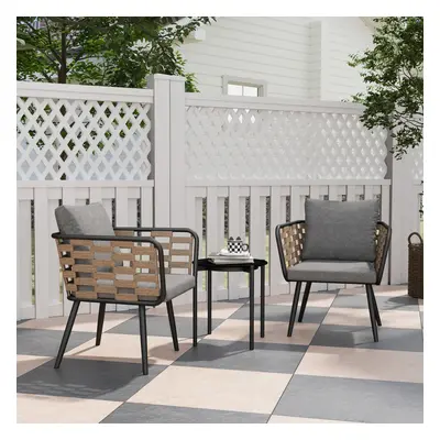 Outsunny Pieces Rattan Bistro Set, Wicker Garden Furniture Set w/ Cushions