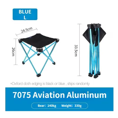 (Blue, Large) Outdoor Folding Chair Foldable Hiking Camping Fishing Portable Stable Stool Light