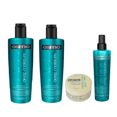 Osmo Deep Moisture Shampoo 1000ml, Conditioner 1000ml, Deep Repair Mask 100ml and Miracle Repair