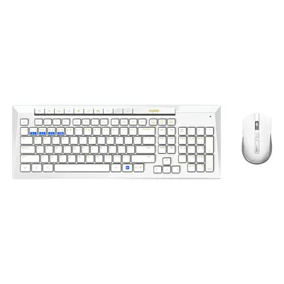 (White) Multi-Mode Wireless Keyboard & Mouse Set Bluetooth 3.0/4.0/2.4GHz Keys Keyboard 1600DPI 