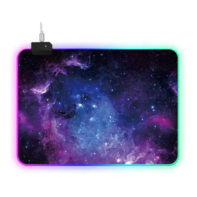 Wired USB Gaming Mouse Pad RGB LED Desk Mat Cosmic Nebula Antislip Luminous Game Mouse Pad