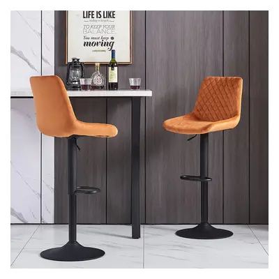 (2, ORANGE) 1X2X Bar Stools PU/ Velvet Breakfast Stool Chairs