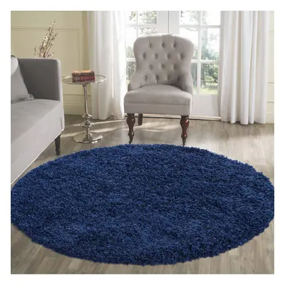 (Round x 120cm, NAVY) Living Room Soft Shaggy Rugs 45mm Pile Height Small - Extra Large in Colou