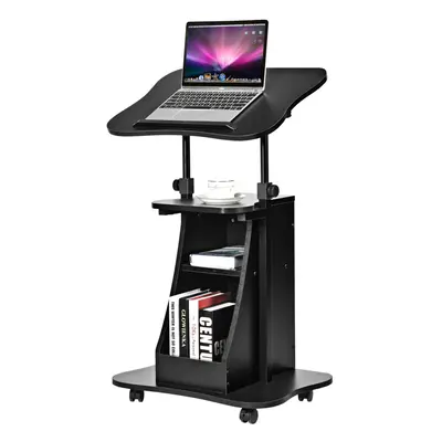 Laptop Standing Table w/Wheels Height Adjustable Computer Workstation Cabinet