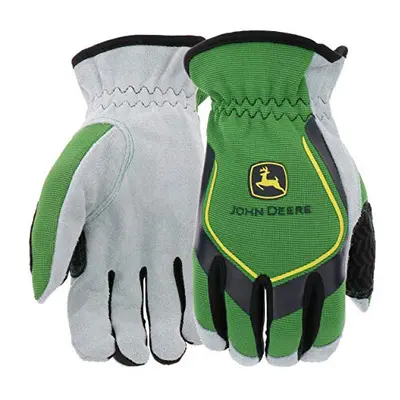 John Deere Men's Split Cowhide Leather Palm Gloves Cut Resistant Key