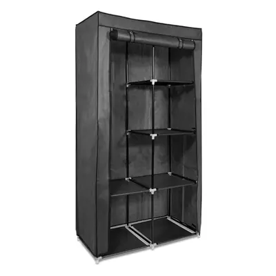 (Anthracite) Canvas effect wardrobe - foldable clothing storage cabinet small small smart - comp