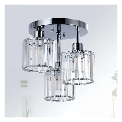 (Chrome 3-lights) 3-Lights Crystal Ceiling Lights Living Room, Chrome Semi Flush Ceilings Light 