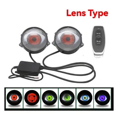 (lens type 2) Dynamic Devil Eyes Lens Lights For 12v Car Demon Eye Red Eye Retrofit Kits Headlig