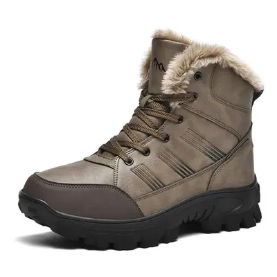 (brown, 47) Plus Size High Winter Boots Waterproof Outdoor Boots Men Ankle Snow Boots Men Hiking