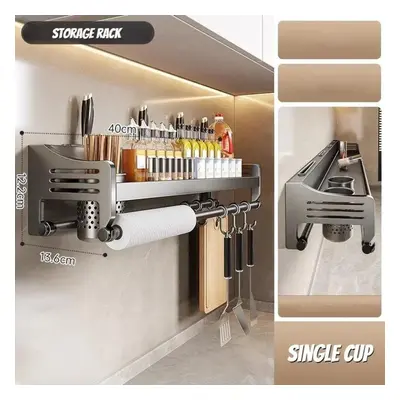 (grey, 12.2*13.6*40CM) Pantry Shelf Storage Wall-mounted Kitchen Organizer Shelf Spice Storage R