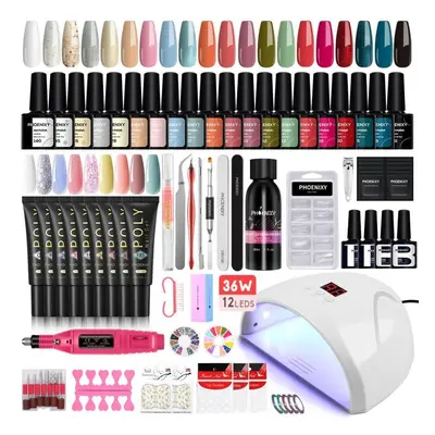 (set 06) Phoenixy Nail Set With Nail Lamp Nail Dryer Nail Drill Machine Manicure Set Kit Soak-of