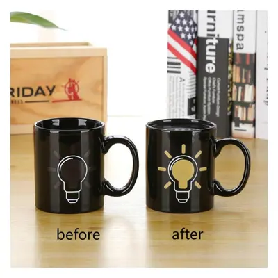 (yellow) Hi Color Changing Coffee Cup Creative Good Morning Color Changing Cup Ceramic Mug