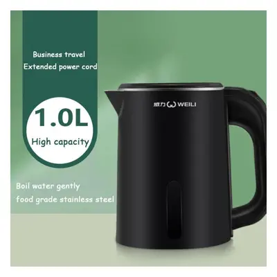 (black, UK) 1.0l Mini Electric Kettle Small Capacity Stainless Steel Teapot Hotel Dormitory Kett