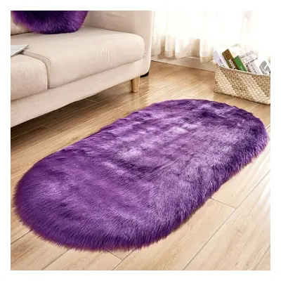 (purple, 60*160cm) Oval Plush Rug Carpet Plush Rug Kids Bed Soft Solid Color Thick Floor Mat For