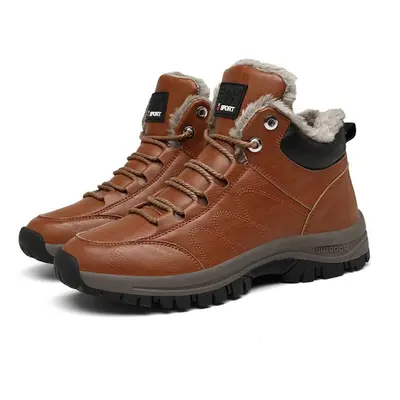 (red,brown, 46) Autumn /winter Large Men&apos;s Shoes Leather Upper Outdoor Sports Mountaineerin