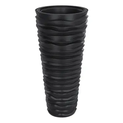 (anthracite, l) vidaXL Planter with Removable Inner Patio Raised Bed Plant Pot PP Grooved Look