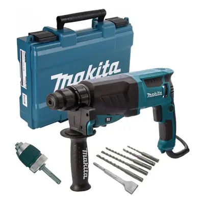 Makita HR2630 240v SDS Plus Mode Rotary Hammer Drill + SDS Bits Chisel + Chuck