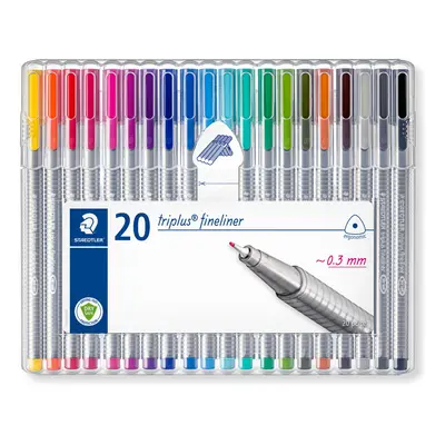 334 SB20 Triplus Fineliner Superfine Pen, 0.3mm Line Width - Assorted Colours (Desktop Box of 20