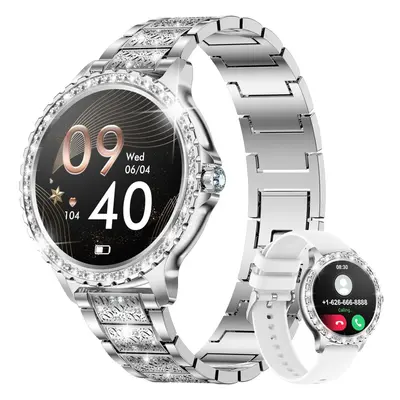 Chronus Smart Watch for Women, Bluetooth Call 1.32" Ladies Fitness Sports (Silver)