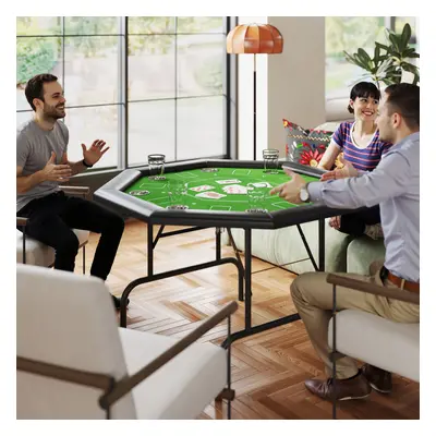 SPORTNOW Player Foldable Poker Table with Cup Holders, Green