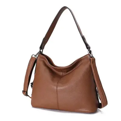 (brown, 33cm*10cm*26cm) Soft Genuine Leather Shoulder Bag Women Messenger Bag Casual Female Cros