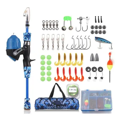 (blue, 1.5M) Leofishing 1.2m/1.5m Kids Telescopic Fishing Rod And Reel Combo Full Kit With Spinc