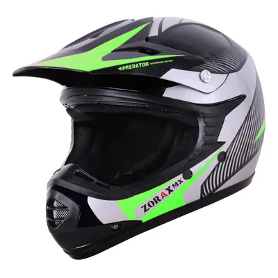 (Green, L) Zorax X19 Helmet Junior Child Kids Motorbike Motocross MX Helmet Outdoor