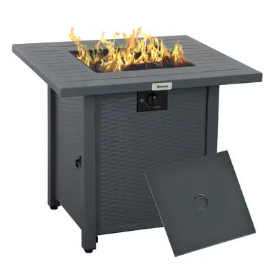 Outsunny 40,000 BTU Gas Firepit Table with Protective Cover, Grey