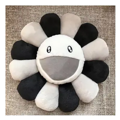 (Black Gray) 40cm Rainbow Flower Pillow Plush Colorful Stuffed