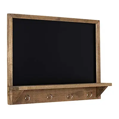 Chalkboard with Hooks - x cm Wooden Frame Chalk Board with Shelf Ledge and Metal Hooks - Framed 