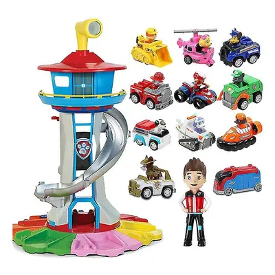 (Oversized Tower Puppy Headquarters Toy With Music Light Patrulla Canina Lookout Toys Set Kid's 