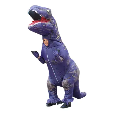 (Purple) Inflatable Dinosaur Costume T Rex Kids Dress Outfit Halloween Unisex Blowup Cos