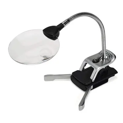 New 2.5X 8X Desk Reading Lamp Clamp Folding LED Lighted Magnifier Loupe Desktop Magnifying Glass