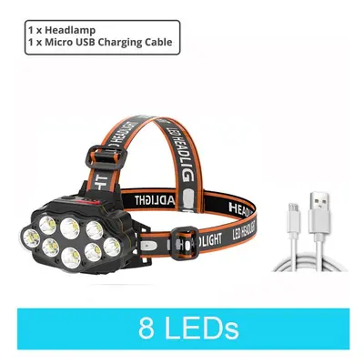 (8 LED) LED Headlamp Rechargeable Fishing headlight Super Bright Camping Lantern Light Waterproo