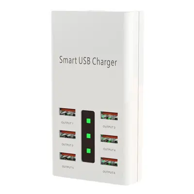 (UK Plug) Port 30W Smart USB Charger Multi-Port Power Adapter LED Display Station Fireproof Inte