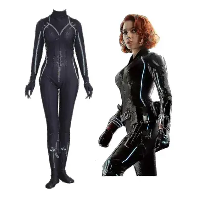 (L) Black Widow Bodysuit Jumpsuit Costume Women_f