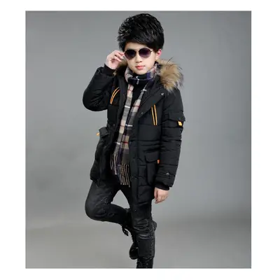 (Black, Years) Kids Boys Hooded Quilted Puffer Coat Jacket Thick