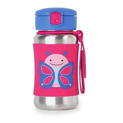 Skip Hop Toddler Sippy Cup with Straw Zoo Stainless Steel Straw Bottle Butterfly