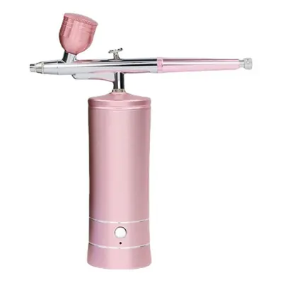 (Pink) Cordless Airbrush Kit Portable Handheld Airbrush Compressor Kit Spray Gun Device