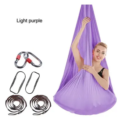 (light purple) 4x2.8m Elastic Aerial Yoga Hammock Aerial Silk Yoga Swing Antigravity Yoga Belt H