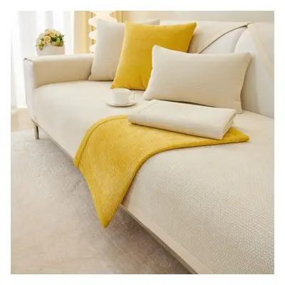 (white, 110x240cm 1pcs) Chenille Sofa Cushion Four Seasons Universal Sofa Protector Mat Cover To