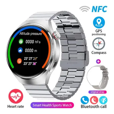 (silver, bamboo steel) For Android Watch Pro Nfc Smart Watch Men Gps Tracker Amoled 360*360 Hd S