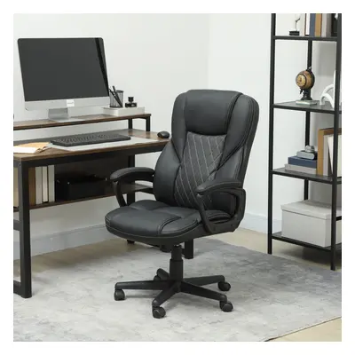 HOMCOM High Back Executive Office Chair with Adjustable Height Arms Black