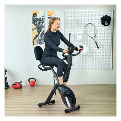 SPORTNOW Folding Exercise Bike with Arm Bands and Hand Pulse Sensor